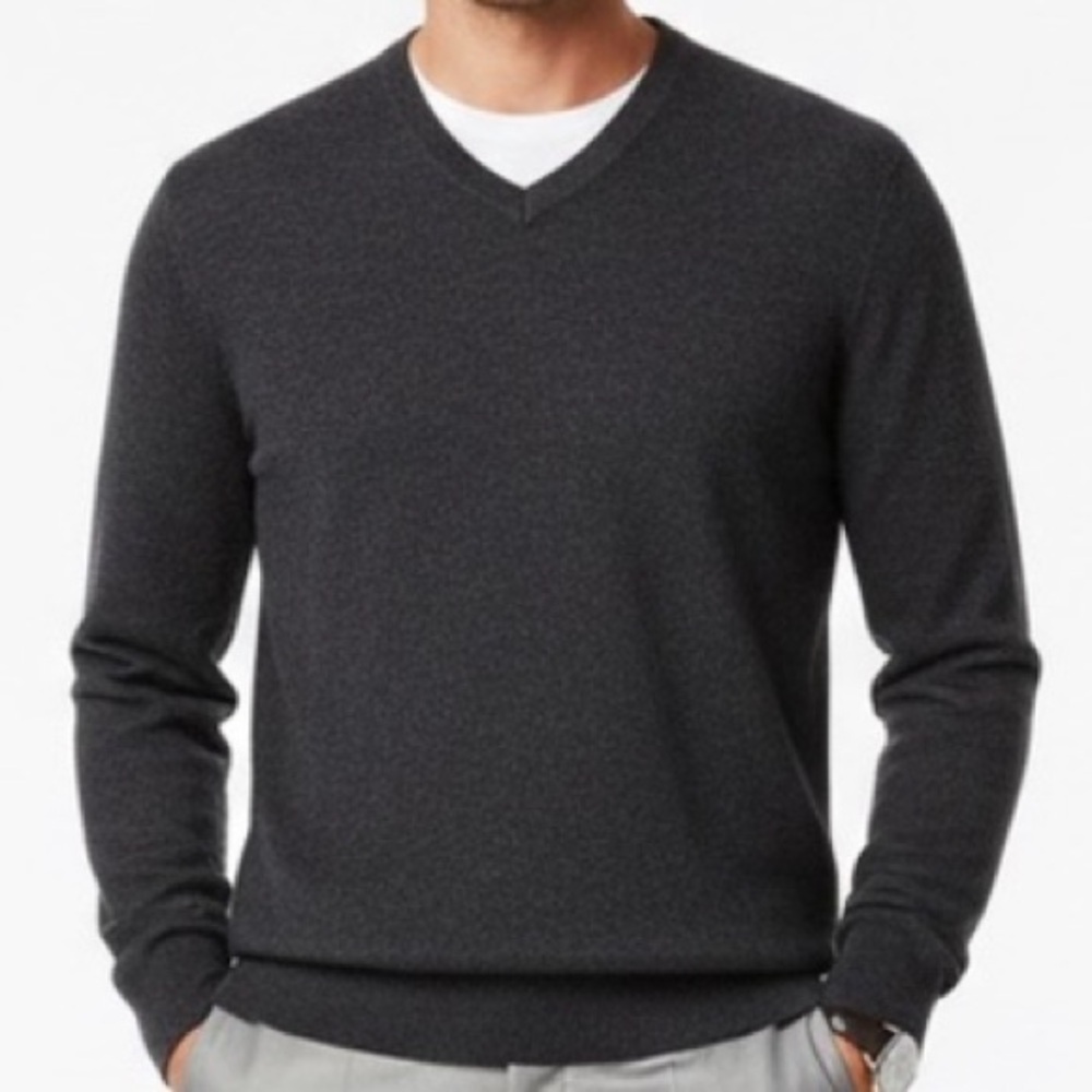 NWOT Stafford Black Cashmere Crewneck Sweater Classic Knit Design